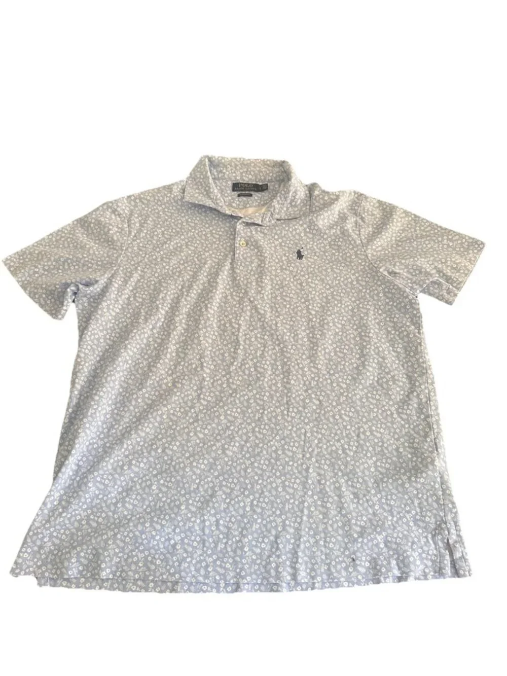 Polo Ralph Lauren Mens Classic Fit Large Polo Golf Shirt Floral Blue